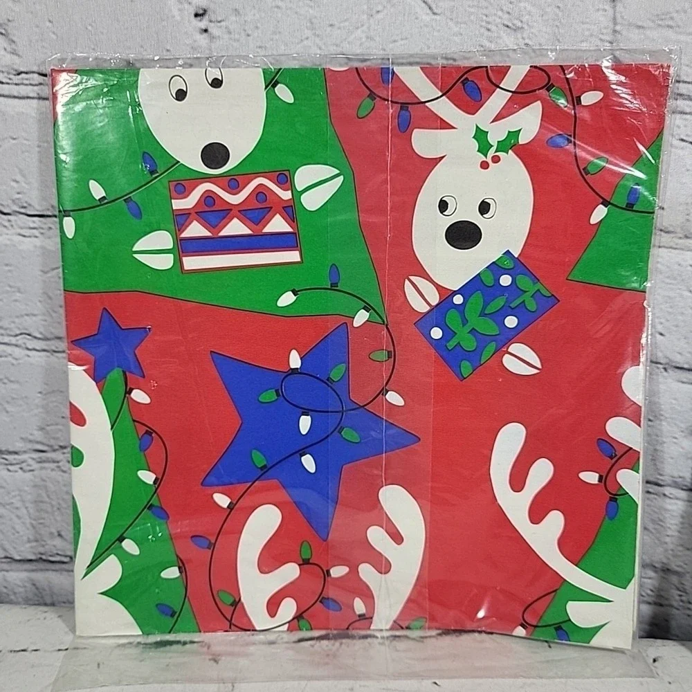 Vintage 90s Christmas Wrapping Paper‎ Lot Of 2 Pack 3 Sheets Each 1.67ft X 2.5ft
